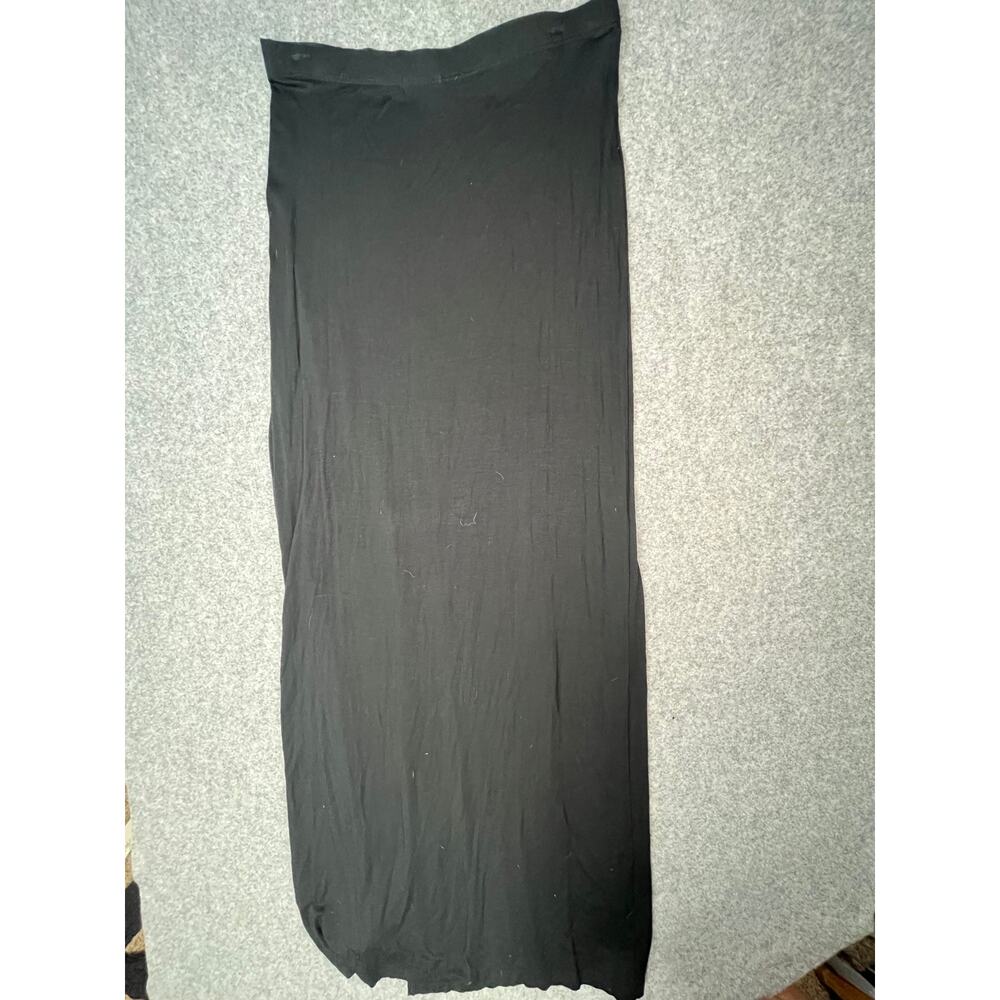 Joah Brown Black Modal Maxi Skirt 2 Front Slits USA Made M/L - Picture 4 of 7